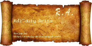 Ráduly Arita névjegykártya